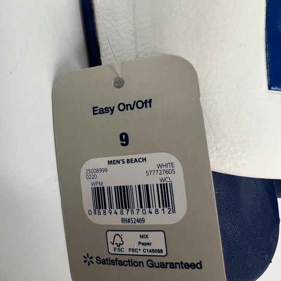 Walmart Logo Flip Flop Slide Sandals Mens Size 9 George‎ RARE White Blue New main image 2